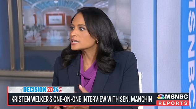 NBC's Meet the Press host Kristen Welker pushed back on Manchin, saying he would 'absolutely' run for president in 2024 under the right circumstances