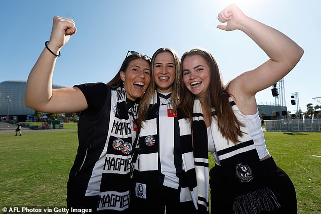 However, fans may not be too happy about the change to the kick-off time for the Thursday night matches, which will be held over the first 14 rounds (Photo: Collingwood fans celebrate their grand final victory)