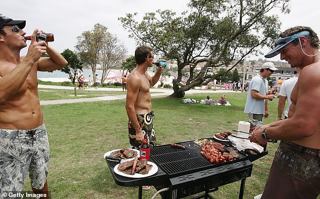 Senator Hanson said Aussies must say goodbye to steak and Sunday lamb, claiming that in Australia's dystopian future, Aussies will eat a diet of insects and worms mixed with food-grade lentil puree (photo: Aussies have a barbecue at Coogee Beach on Australia Day )