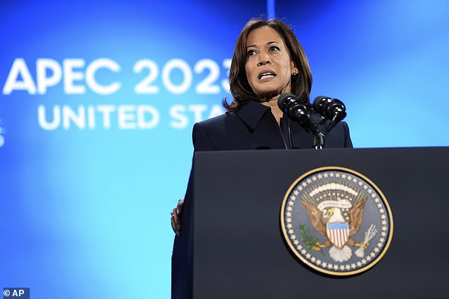 Vice President Kamala Harris also spoke at the event