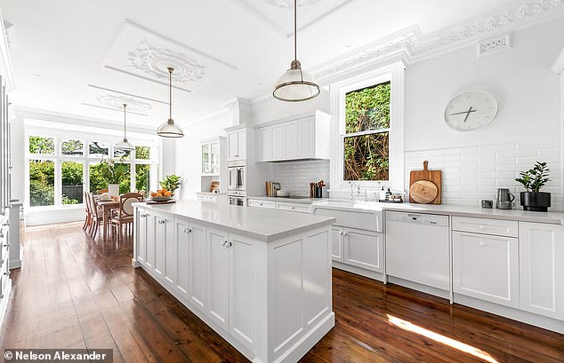 In the photo: The beautiful kitchen with adjoining dining room