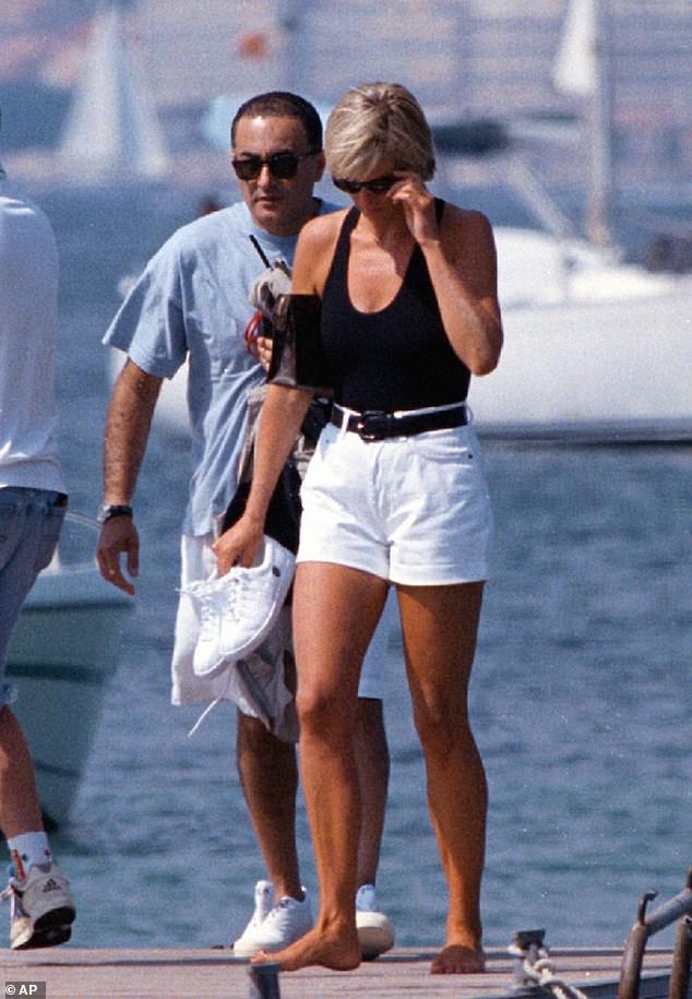 The final four episodes, which Netflix released today, will focus on her relationship with Dodi Fayed (played by Khalid Abdalla) and sharpen the tabloids' interest in their budding romance.  Both pictured in St. Tropez in 1997