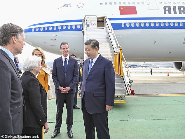 Xi was met by California Governor Gavin Newsom and Treasury Secretary Janet Yellen