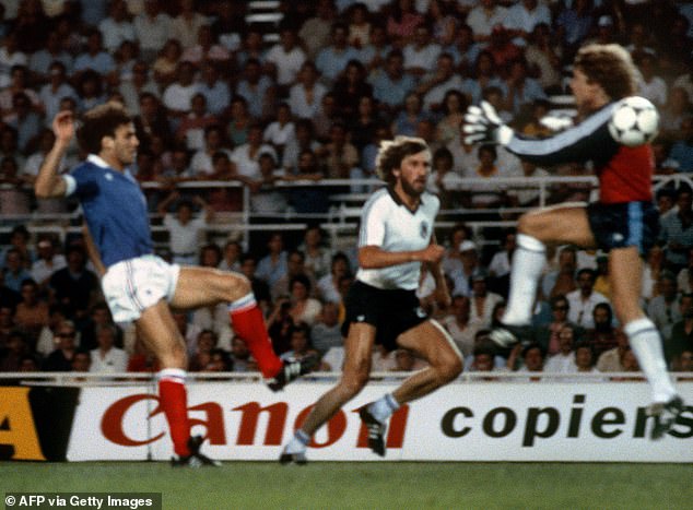 Forty years have passed since Frenchman Patrick Battison (L) was knocked out by West German goalkeeper Harald Schumacher at the 1982 World Cup.