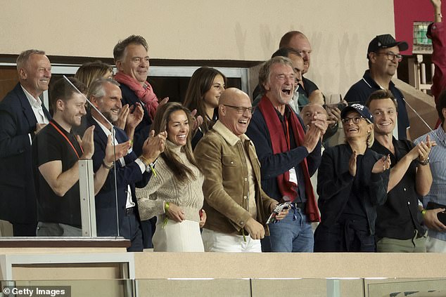 Ratcliffe was accompanied by INEOS sporting director Sir Dave Brailsford (on his right) and CEO Jean-Claude Blanc (front row, second right) to attend Nice's 1-0 away win over Monaco in September.