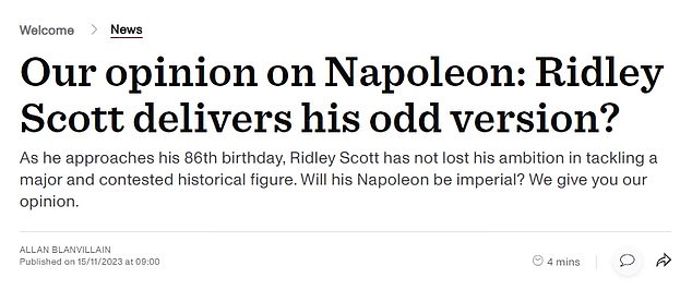 1700148733 157 French critics slam Ridley Scotts Napoleon biopic as they round