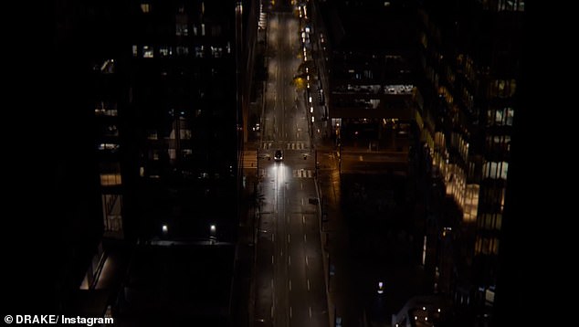 The video: It opens with an aerial view of a car driving down a quiet street at night, before cutting to Toronto's Roy Thomson Hall, where it later becomes the backdrop for the trailer and Drake's narration