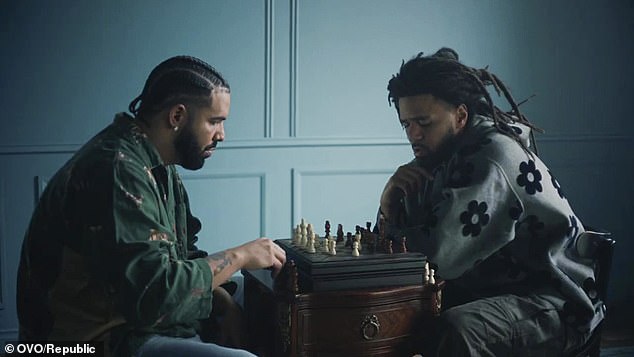 Head to head: It comes after Drake and J. Cole competed against each other through chess, table tennis and basketball in the new music video for First Person Shooter, out Wednesday