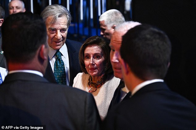 Pictured: President Joe Biden, former Speaker of the House of Representatives Nancy Pelosi and her husband Paul Pelosi attend a welcome reception for leaders attending the APEC Summit in California