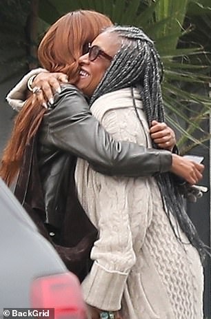 After lunch, she hugged her friend goodbye before running to her car