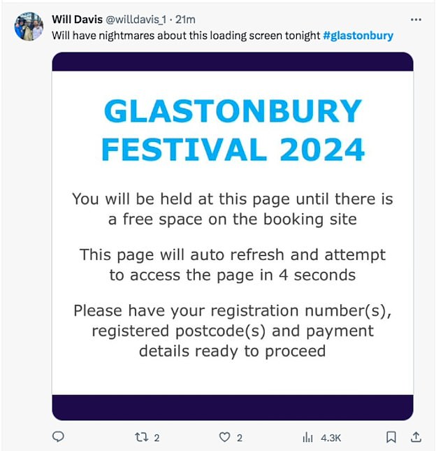 1700164062 950 Festival fans trying for Glastonbury tickets express their despair at