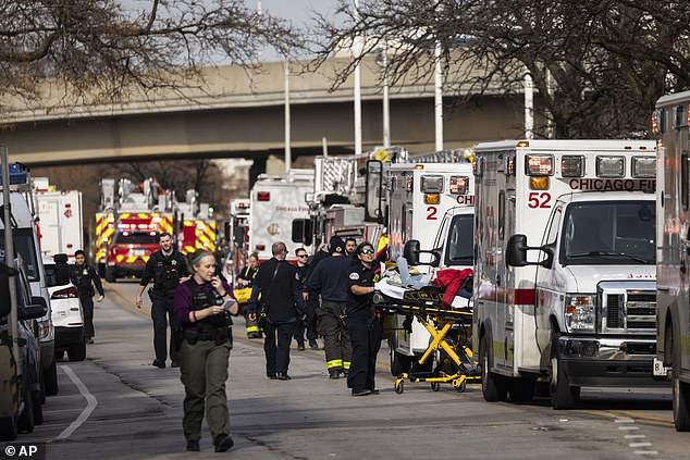 Ambulances lined nearby roads as at least 15 were sent to treat the injured