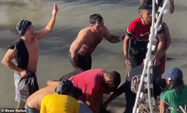 One man was pulled ashore unconscious and resuscitated by the group