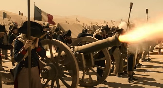 The Napoleon trailer also shows the emperor's troops firing at the pyramids during his escapades in Egypt