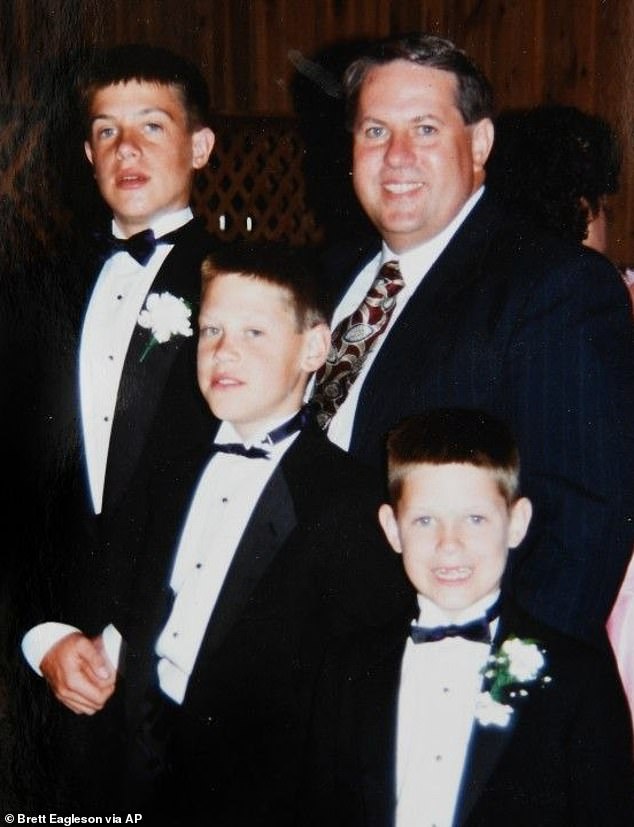 September 11 victim Bruce Eagleson, with his children Kyle, Tim and Brett at a wedding in 1993