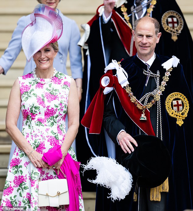 It's only been eight months since Prince Edward's wife, Sophie.  became the Duchess of Edinburgh.  She has embraced the role and her ever-increasing royal responsibilities.  Sophie and Edward are pictured at the Order Of The Garter Service at Windsor Castle in June