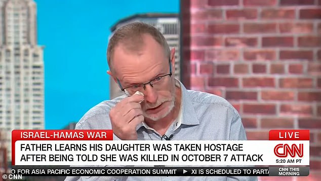 Thomas Hand wept as he imagined the conditions in which his eight-year-old daughter Emily is being held in the tunnels under Gaza after being kidnapped by Hamas on October 7.