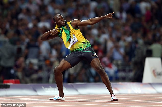 Bolt performs his famous 'lightning bolt' celebration, but he has kept a relatively low profile in recent years since retiring from athletics