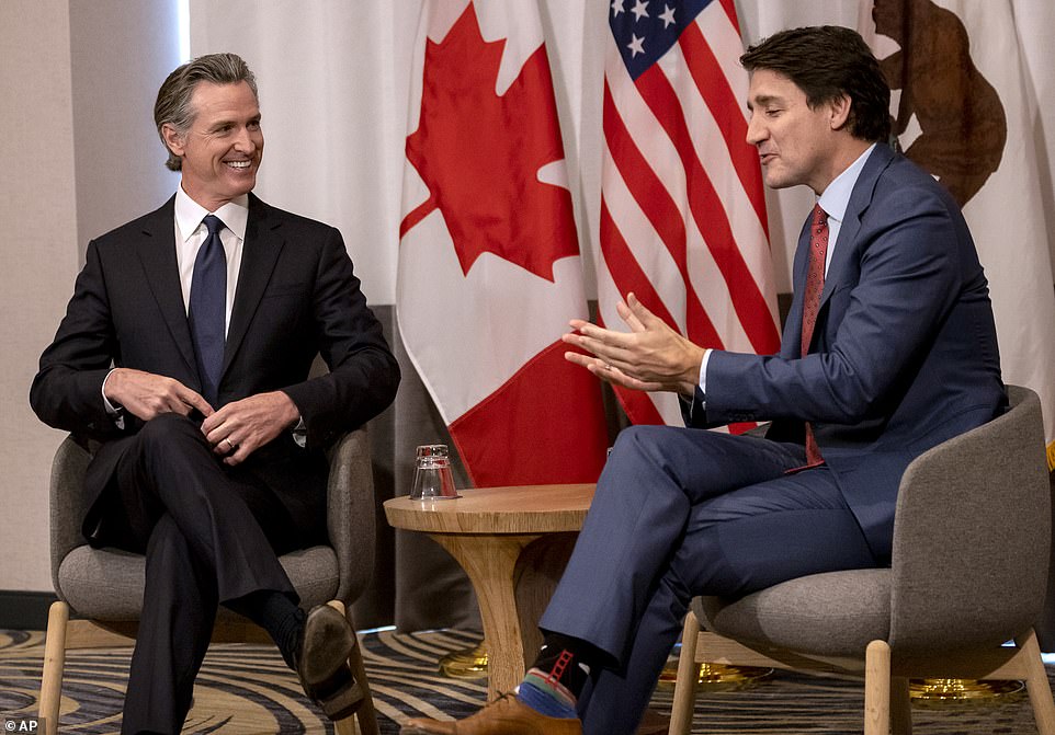 Newsom put some of his acquired skills on display Wednesday evening, looking sharp in his suit and smiling as he warmly welcomed the leaders and hailed California as a 