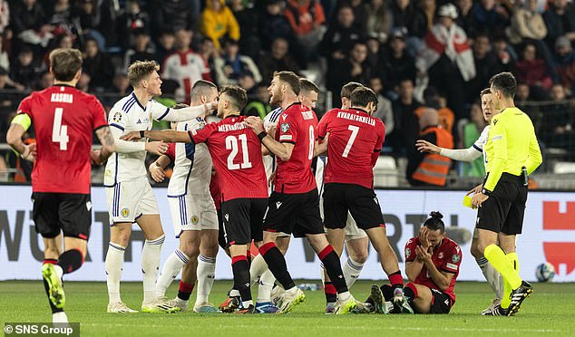 Scotland's players were angered by Georgia's antics during the match in Tbilisi