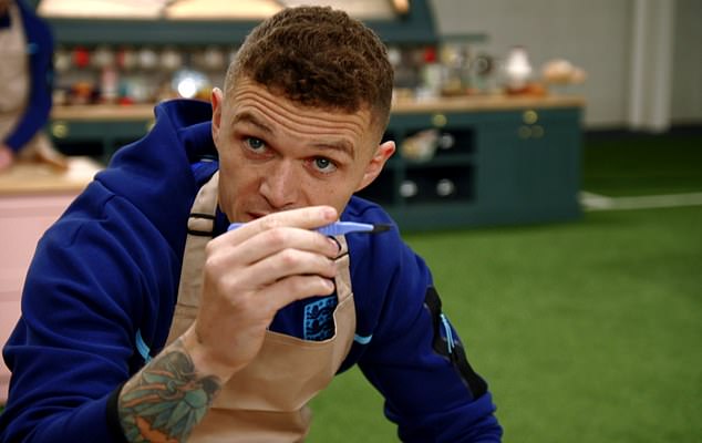 Kieran Trippier pointed out that his hand was shaking during the pressure baking competition