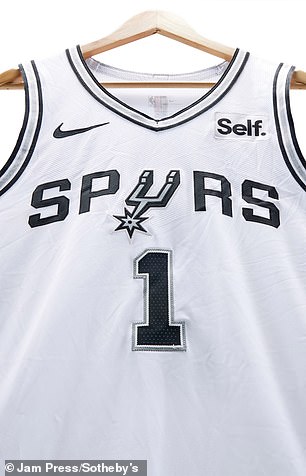 The front of Victor Wembanyama's Spurs jersey