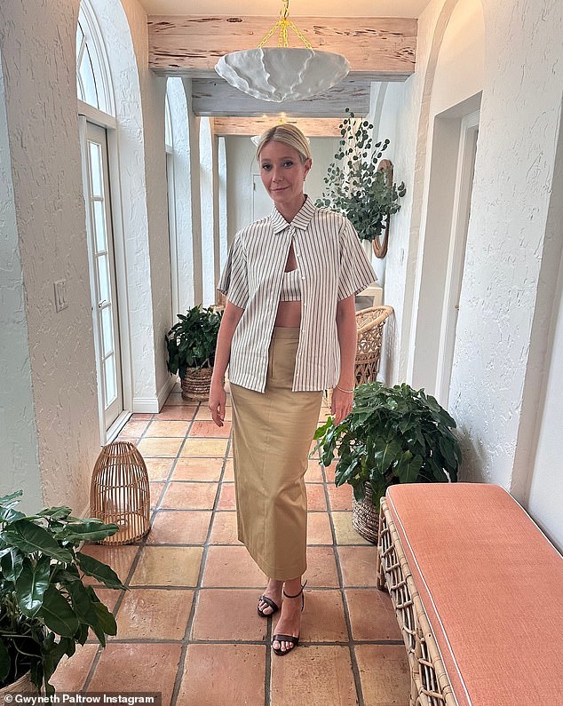 New room?  There was also a photo of a new room that was probably in her house and possibly part of the guest house.  It had an airy Spanish summer feel with large red tiles, wicker furniture and a ceramic chandelier with green chains