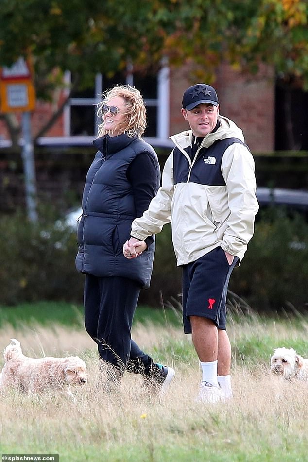 Bonding: It comes after Ant and Anne-Marie were spotted 10 days ago, heavily bundled up in coats and holding hands on a dog walk in West London before the star left