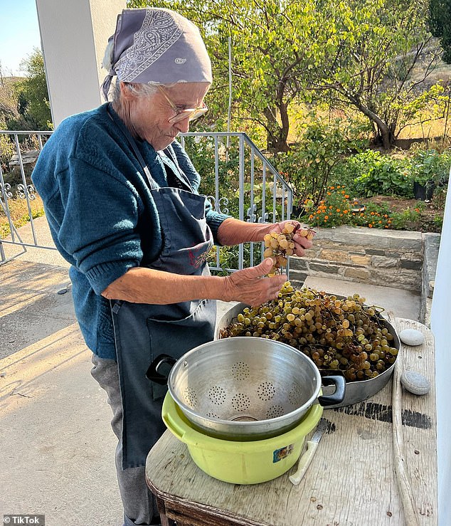 Ikaria is known as a 'blue zone': a place where average life expectancy is statistically higher than that of the rest of the world.  The photo shows Anna's grandmother