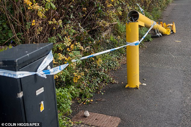 Photos from the fallen camera show that the pole has been cut almost in half, probably with an angle grinder