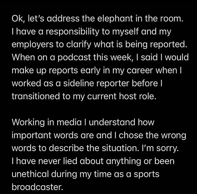 1700245418 728 Fox Sports Charissa Thompson apologizes after admitting she made up