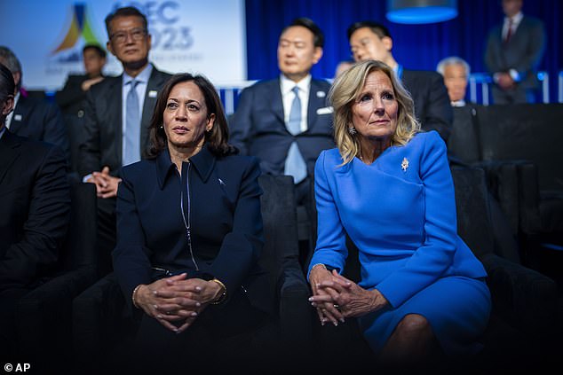 “I was afraid she likes you more than she likes me now,” Biden joked about first lady Jill Biden, who sat with Lopez Obrador at an event