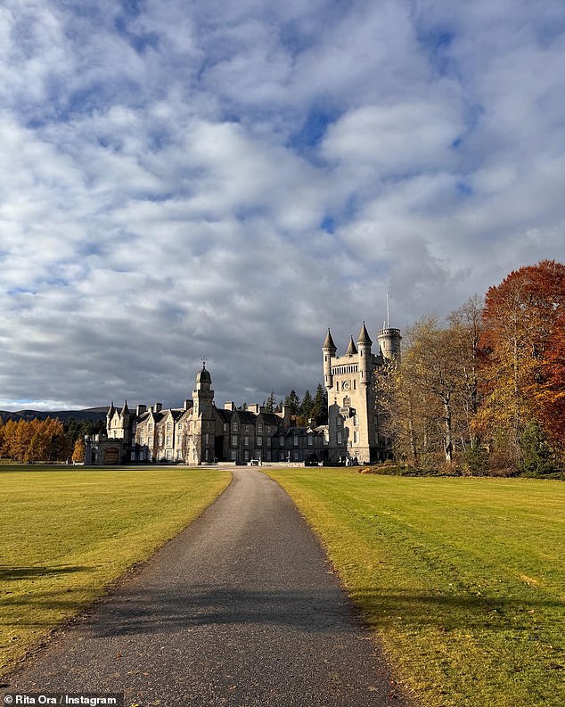 Snapshot: Rita snapped a photo of Balmoral Castle as she and Taika approached the beautiful and expansive estate