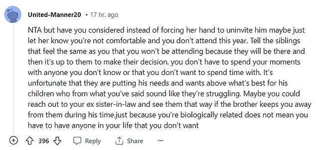 The woman who made the Reddit post yesterday responded to several people who gave their opinions and questions about the family matter