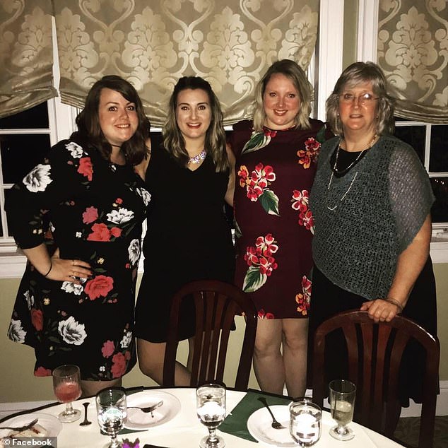 Their mother Karen (right) died of pancreatic cancer at the age of 63.  Katie and Sarah are pictured with their older sister Megan Dixon