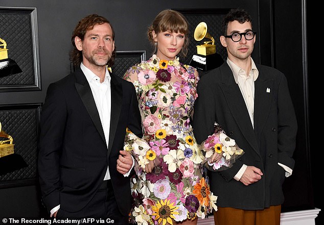 Collaboration: Antonoff is pictured with Swift and Aaron Dessner at the 2021 Grammys