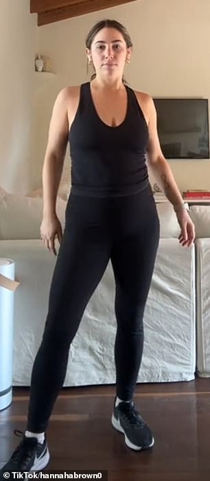 The content creator was told to 'burn' her V-neck top and 'soft' leggings (pictured), but the advice led to her trendy new look