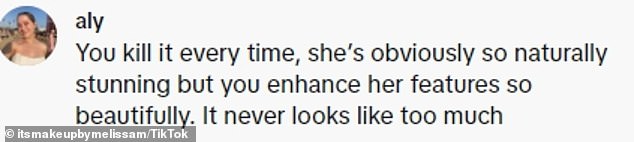 Fans are flocking to the comments section to praise Melissa's natural makeup looks and the affordable beauty dupes she offers so people can create their own glam at home