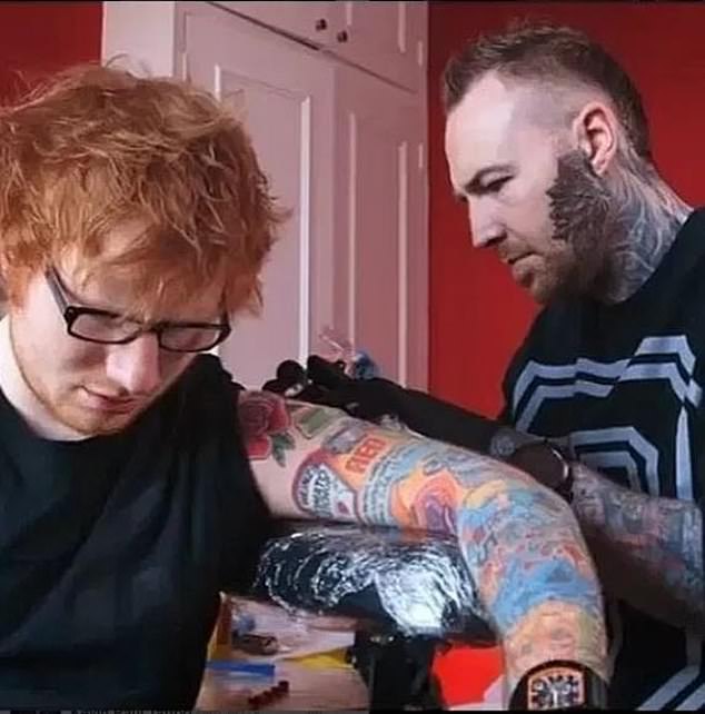 Tattoo artist Kevin Paul was pictured working on another creation on Ed Sheeran's arm