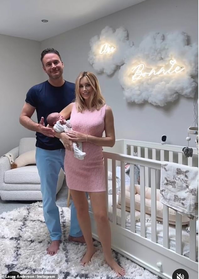 Parents: Laura announced the arrival of her bundle of joy on Thursday when she shared a heartwarming video montage on Instagram