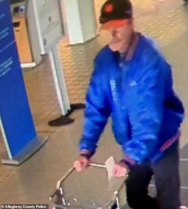 Later CCTV footage showed the same man with a different type of luggage trolley and without the dog - indicating he had callously dumped the dog