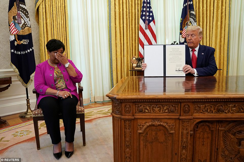 However, Trump commuted Alice Johnson's sentence in 2018 after she served more than 20 years in prison following a life sentence for a first drug offense.  Later, the then-president granted and signed a full pardon for the Tennessee woman in August 2020.