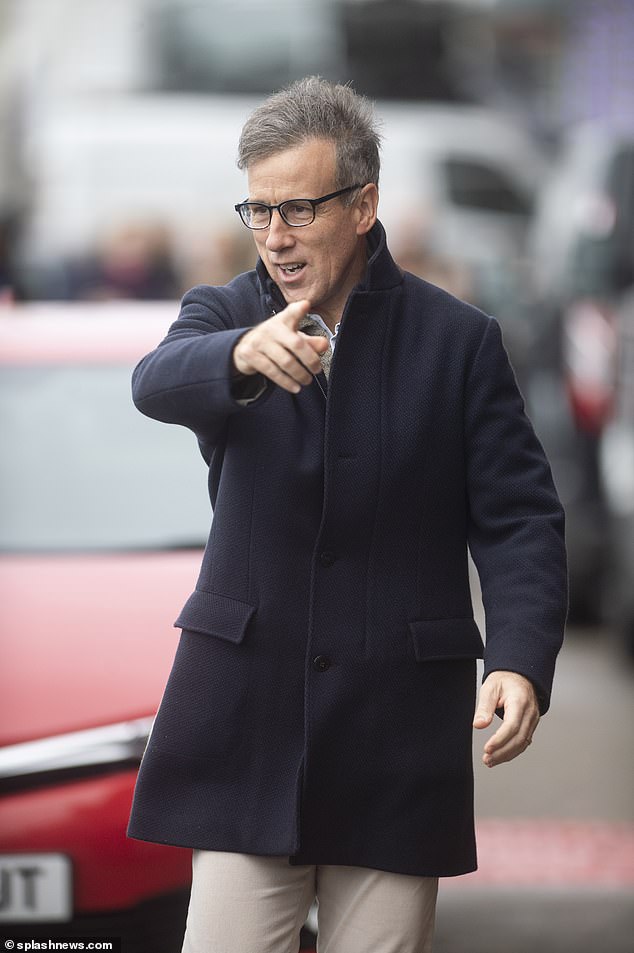 Cheerful: Strictly judge Anton Du Beke looked excited as he was also spotted in the studios ahead of the show