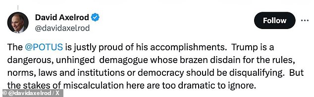 Axelrod took to X to share his thoughts, claiming the data would raise 