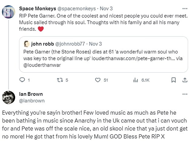 Memories: Ian shared his memories of Pete while replying to a fan on X, formerly known as Twitter