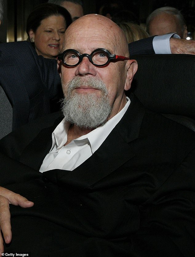 A UMASS archivist eventually discovered a 1967 newspaper clipping showing Chuck Close (pictured) posing with the photo as part of the banned exhibition