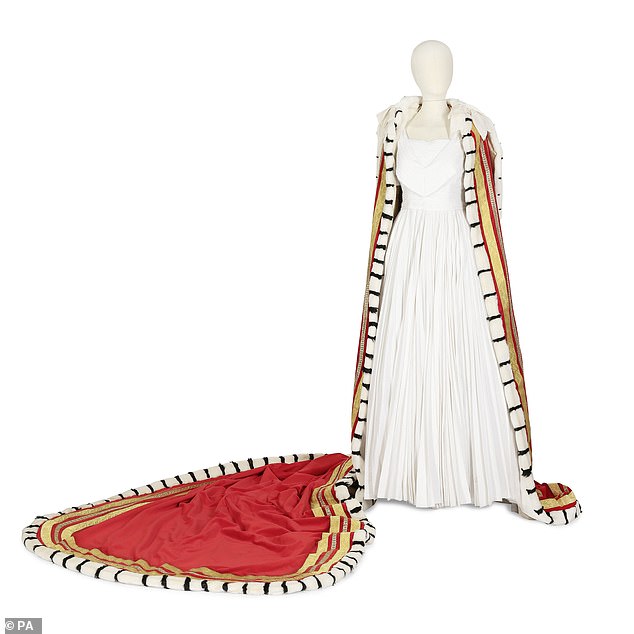 Replica of the coronation dress designed for and worn by the late Queen from the Netflix series The Crown