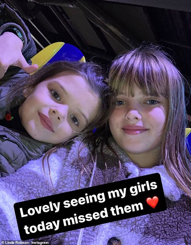 Family time: After news of her divorce, Linda spent time with her granddaughters Betsy and Lila, posting a photo of them to her Instagram Stories