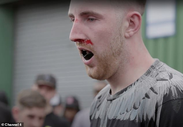 Brandon pictured during a fight at the King of the Ring fight club in Manchester