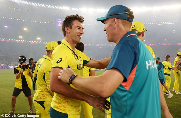 The skipper (pictured celebrating with McDonald after the win) was also full of praise for Marnus Labuschagne's efforts in the final as he finished on 58 not out